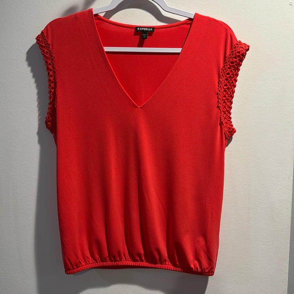 Express sinched Tank Top T Shirt with detailed sleeve